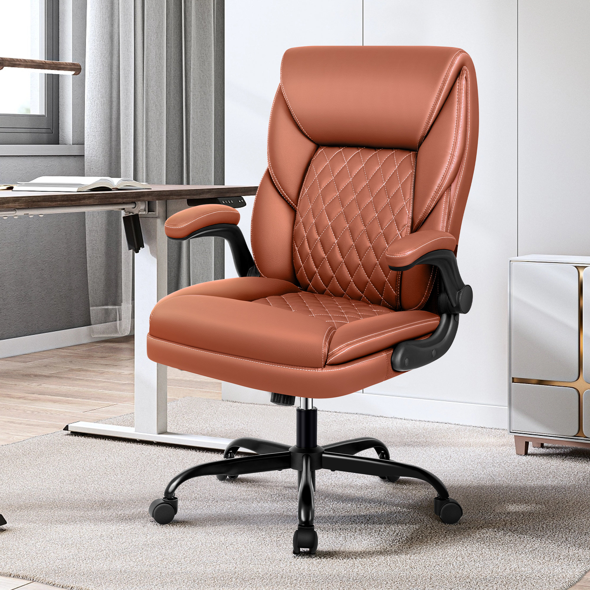 Red Barrel Studio® Ergonomic Faux Leather Home Office Chair